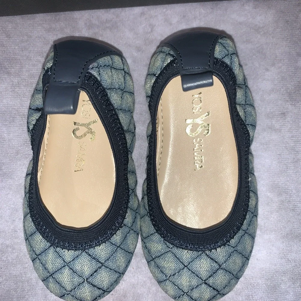 Yosi Samra Little Girl Shoes Size 6C Ballet Flats Denim Sammie Slip On Run Small
